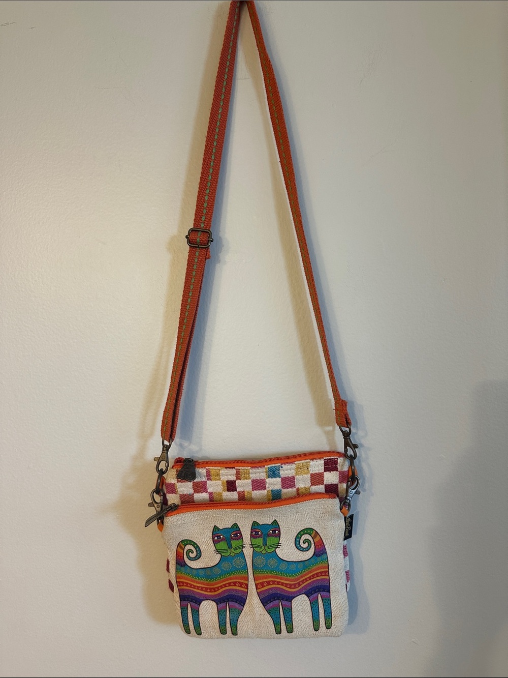 Local California Artist UniqyColorful Cat Crossbody Bag - Multicolor